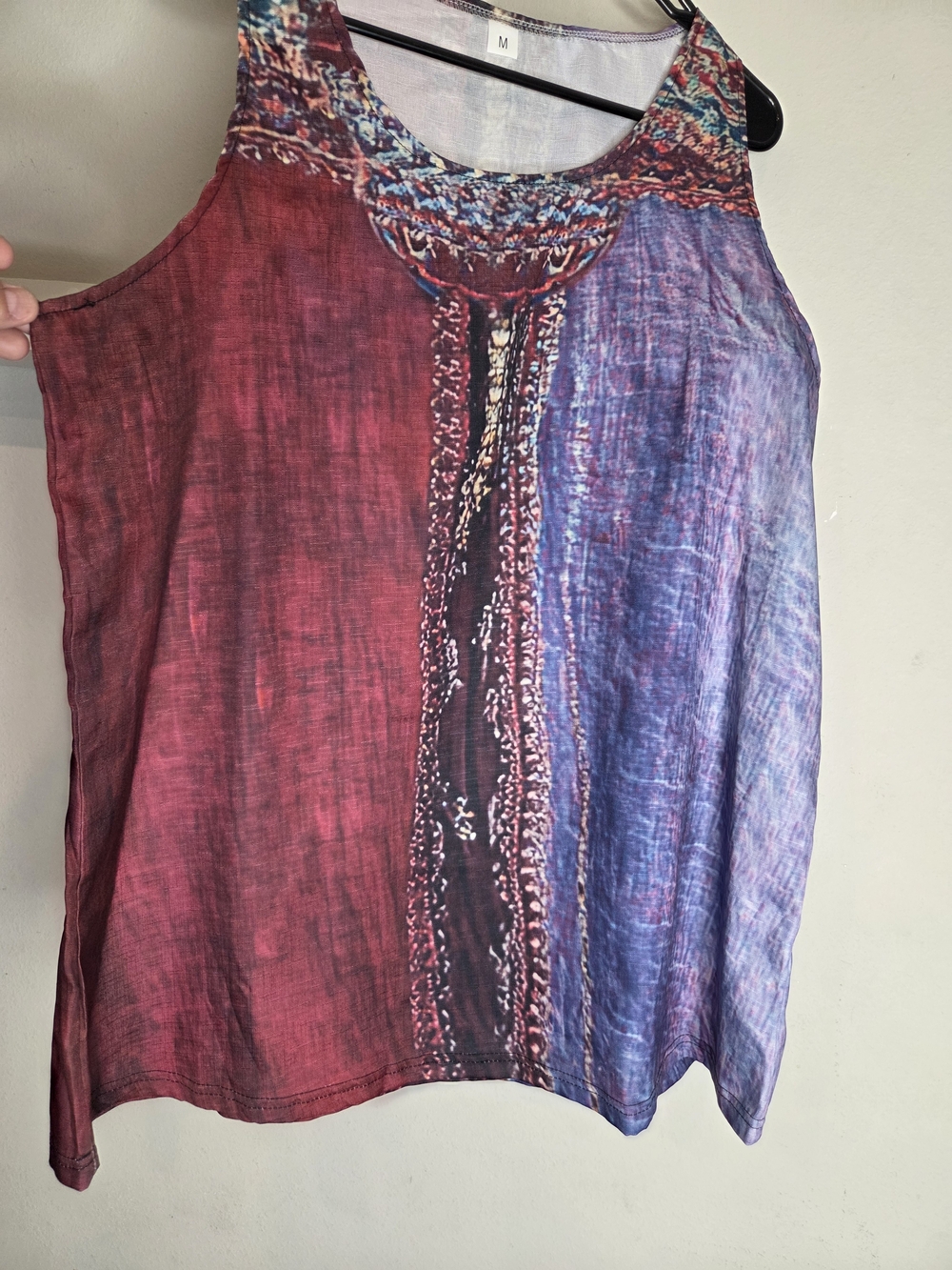 Boho Colorblock Sleeveless Tank Top - Red & Blue